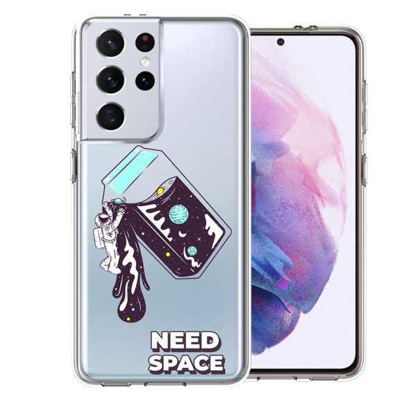 MUNDAZE for Samsung Galaxy S21 Ultra Need Space Astronaut Stars Design Double Layer Phone Case Cover