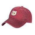 thumbnail image 3 of ZICANCN White Cat Adjustable Baseball Cap Women , Hats for Men Adult Washed Cotton Denim Baseball Caps Fashion Red, 3 of 6