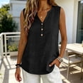 thumbnail image 6 of Womens Cotton Linen Button down Shirts Slim Fit Casual Summer Sleeveless Blouses Business Casual V Neck Plain Tank Tops by Awwp Black L, 6 of 6