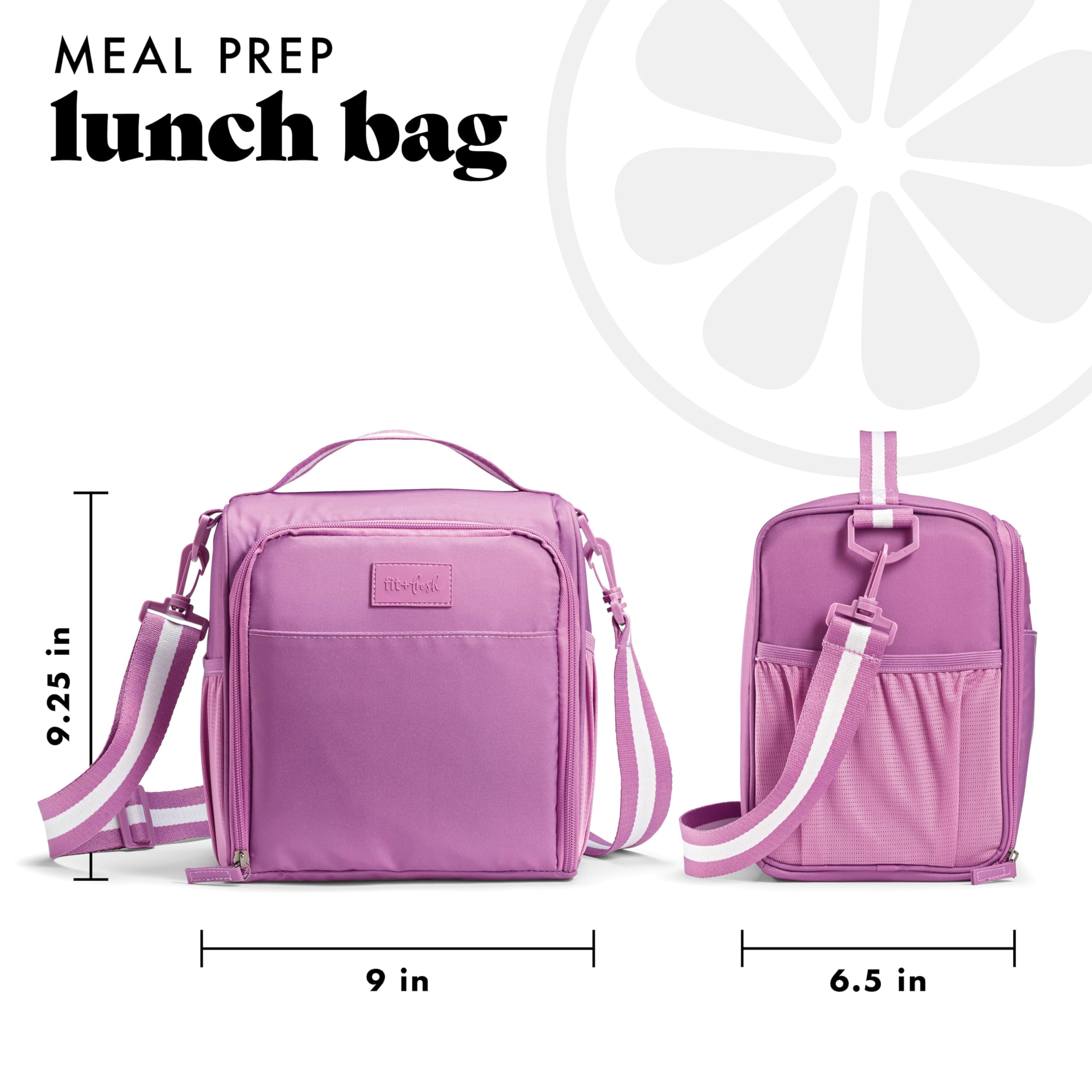 Fit + Fresh 6 pc Meal Prep Lunch Box With Containers, Ice Pack, and Shaker Bottle For Adults, Pink
