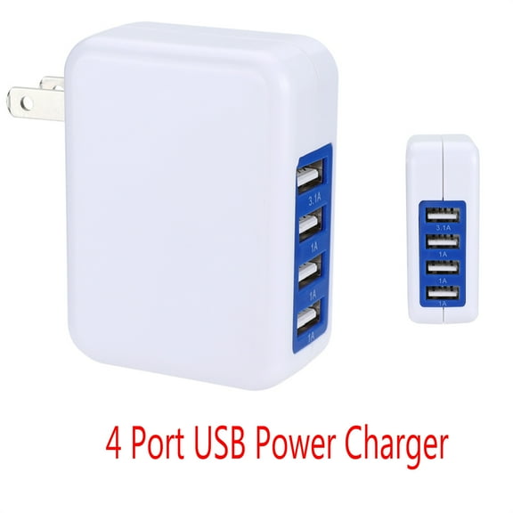 KKSQ Portable 4 Port USB Power Charger 3.1A Home Travel Wall 15W Power Charger US Plug AC Power Adapter,Compatible with USB Devices