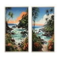 thumbnail image 2 of Designart "Tropical Paradise by the Coast II" Coastal Tropical Framed Wall Art Set Of 2 - Multi-Color Beach Framed Canvas Set For Living Room Decor, 2 of 6