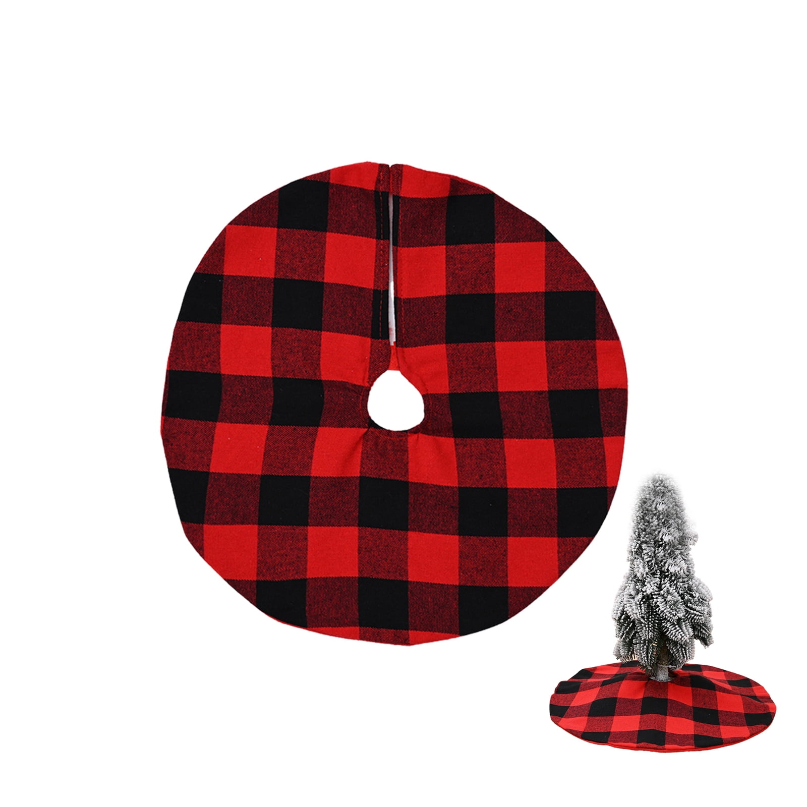 moobom Mini Christmas Tree Skirts Red Black And White Buffalo Plaid
