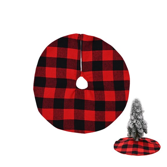 moobom Mini Christmas Tree Skirts Red Black And White Buffalo Plaid Cloth Mini Christmas Tree Decoration