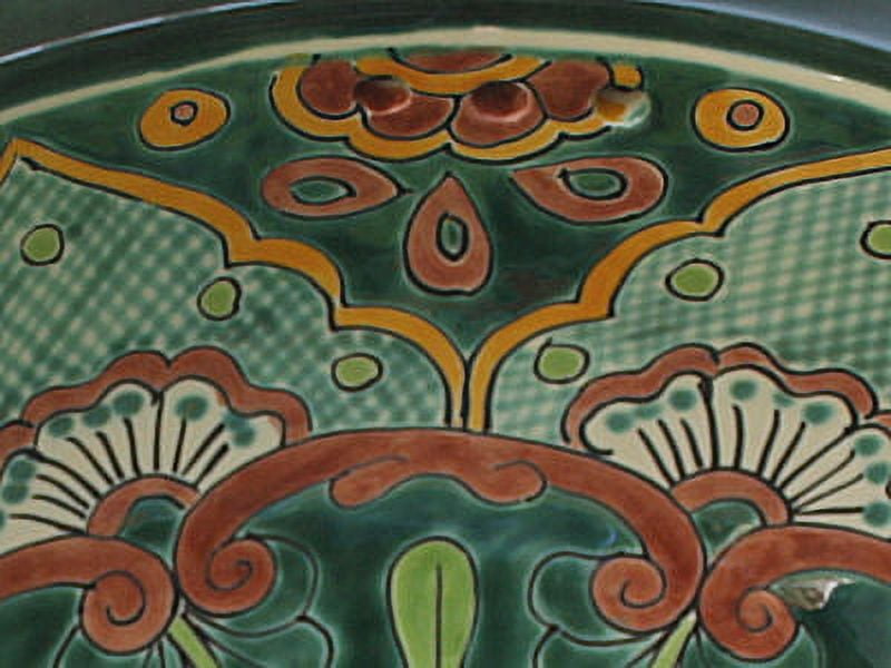 Fine Crafts & Imports 191315-43 Green Ceramic 14"x17"x5.8" Round Talavera Sink