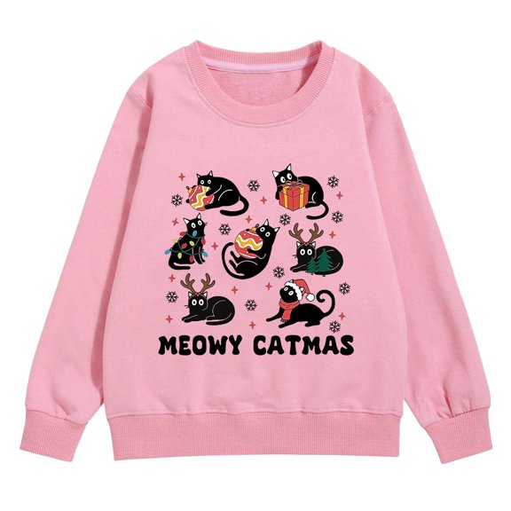 CPNG Girls and Boys Christmas Sweatshirt Cute Printed Crewneck Long Sleeve Pullover Sweatshirts Casual Daily Pullover Top