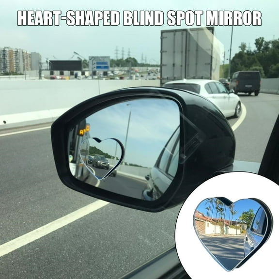 Dbuoem 2Pcs Blind Spot Mirror Heart Shaped Side Mirror Blindspot for Car Convex Rearview Mirror Set Frameless Side Rear View Mirror Waterproof Stick-on Side Mirror with Wide Angle