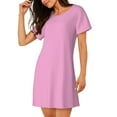thumbnail image 2 of Fotbe Pink Bata de Dormir para Mujer con Estampado, Camisón de Algodón de Manga Corta, Ropa de Dormir Casual, 2 of 6
