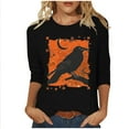 thumbnail image 2 of VKOYWKM Women Halloween Shirts 3/4 Sleeve Funny Graphic T Shirt Crew Neck Loose Party Tops Halloween Spooky Print Tees, 2 of 5