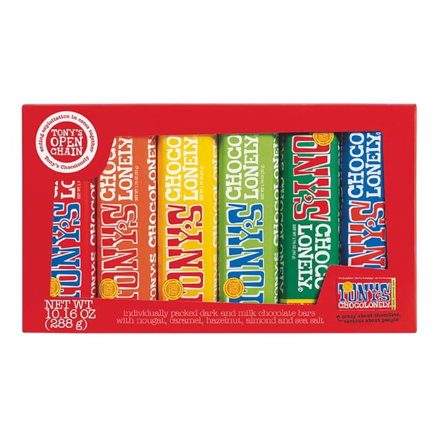 Tony'S Chocolonely- Paquete variado de barras de chocolate: chocolate con leche, chocolate negro, chocolate con turrón, chocolate con caramelo, chocolate con avellanas, chocolate con almend