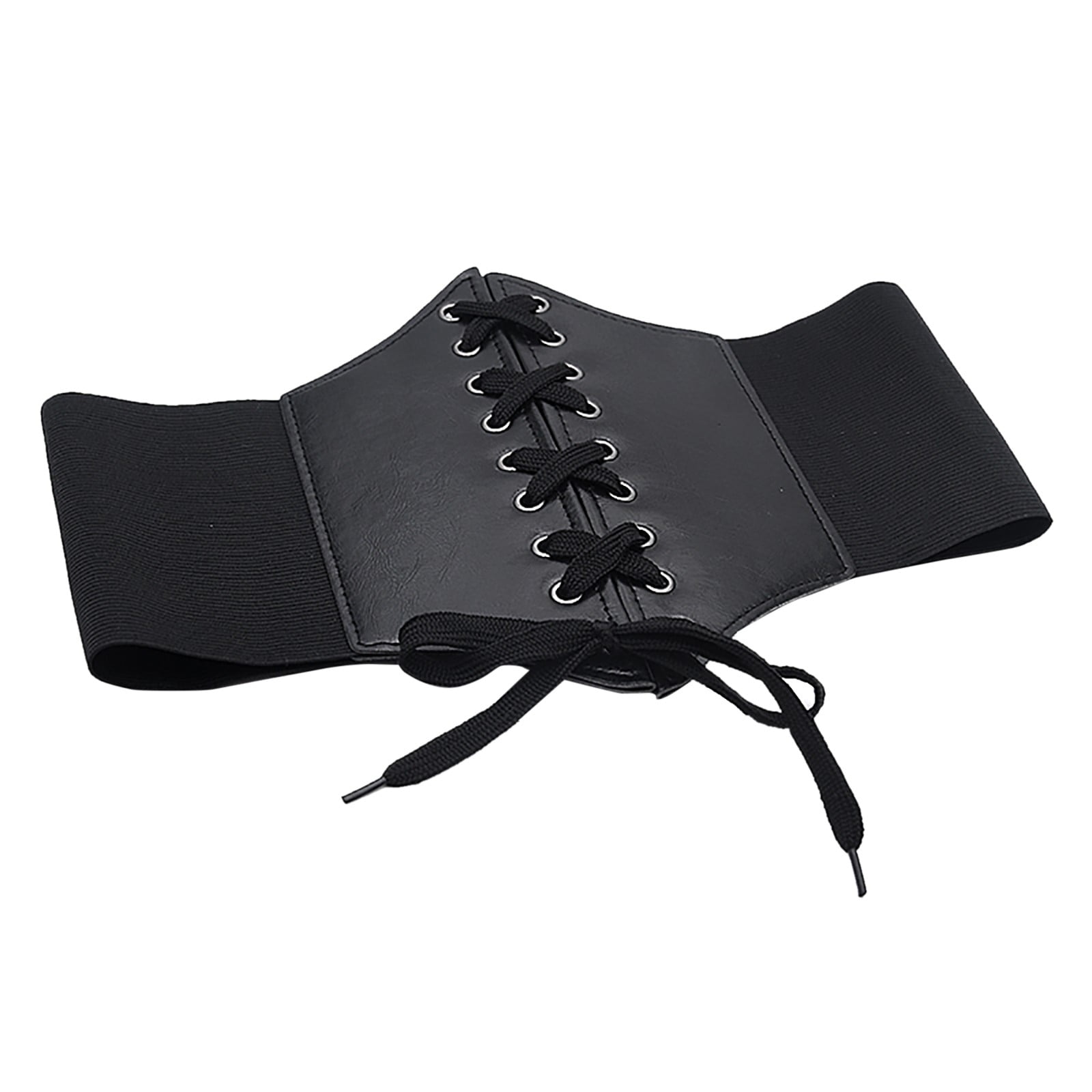 Lace-Up Corset Belt Faux Leather Elastic Waspie Waist Belt XS Corset Belt for Women Lace Up Elastic Waist BeltTied Waspie  main image 4