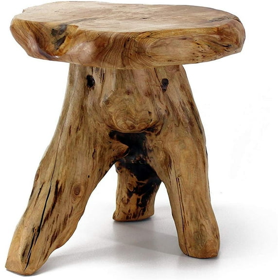 HOMELAND Natural Cedar Stump Stool, 14" End Table, Live Edge Side Table, Plant Stand, Small Nightstand, Mushroom Stool for Living Room, Bedroom, Patio, Garden