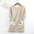 thumbnail image 4 of Bovemsi Womens Sweatshirts Winter Fleece Lined Warm Shirts For Women Casual Solid Color Long Sleeve Crewneck Thermal Top Fashion Outfits 2025 Clothes, 4 of 8