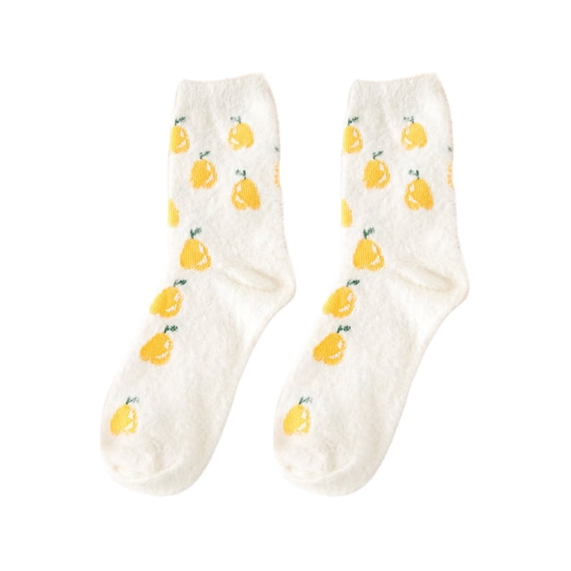 Chaussettes Thermiques Corail Confortables pour Femmes avec Imprimé de Fruits Frais pour Confort Intérieur Extérieur