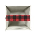 thumbnail image 5 of POLERO PU Leather Square Tissue Box Cover - Red Buffalo Plaid Tissue Cube Box Holder with Metal Button Bottom, Decorative Organizer for Vanity Toilet Night Stand Table Office Car, 5 of 7