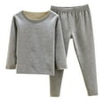 thumbnail image 2 of Lilgiuy Girls Boys Thermal Underwear Set Winter Solid Color Round Neck Top & Long Johns Base Layer Long John Set, Shirt & Pants Loungewear Gray(18M-10Y), 2 of 5