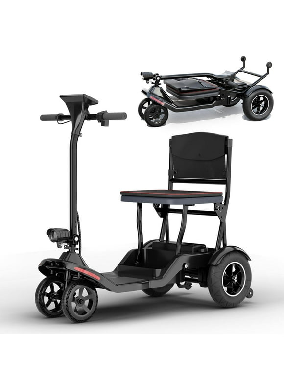 4 Wheel Foldable Electric Mobility Scooter for Adults, 3-Speeds Electric Powered Wheelchair Device 265 lbs Capacity for Seniors, Clear and Simple Control Panel