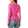 thumbnail image 3 of INSPIRE CHIC Women's  Round Neck Long Sleeves Sheer Flower Embroidery Lace Blouse XL Hot Pink, 3 of 6
