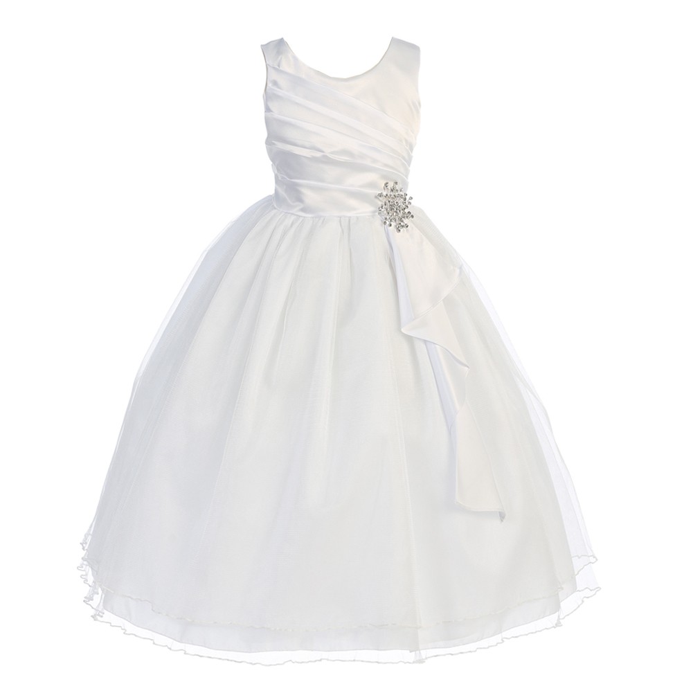 Chic Baby Chic Baby Girls White Layered Brooch Tulle Junior