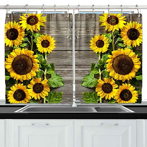 Wathon Vintage Farmhouse Rod Pocket Kitchen Curtain Sets, 55 x 55 in (2 Panels)