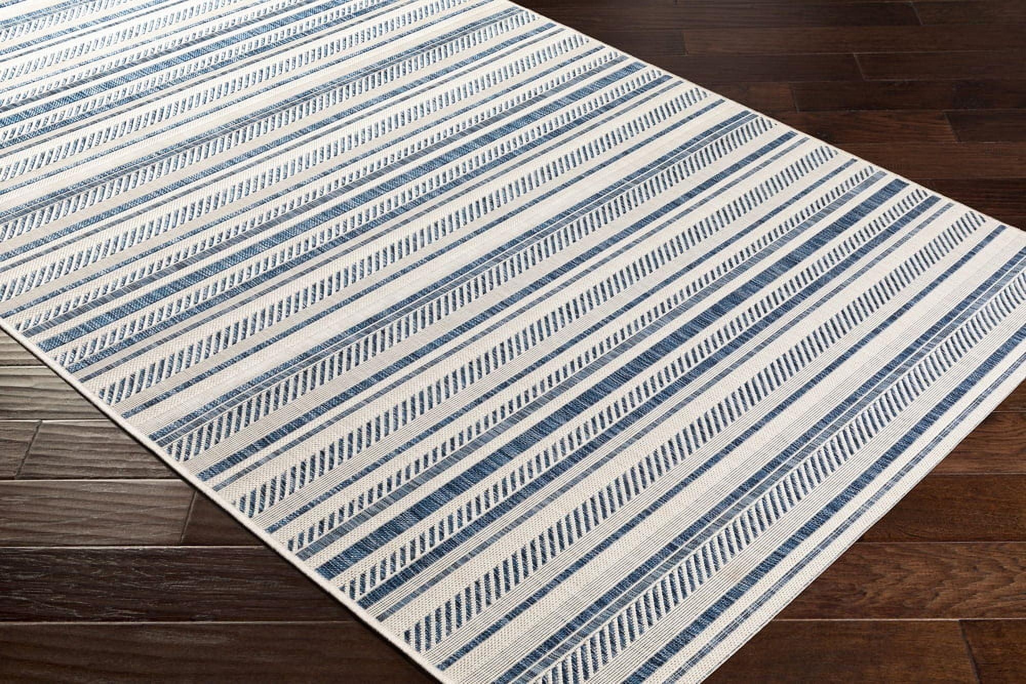 Livabliss Outdoor Rugs, 5x8 Eagean Global Blue Area Rug for Patio, Porch, Deck, Backyard, Waterproof Indoor Outdoor Carpet (5'3" x 7'7")
