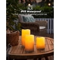 thumbnail image 3 of Homemory Solar Flameless Pillar Candles, Outdoor Waterproof, Dusk to Dawn, Rechargeable, Set of 3, 3 of 7