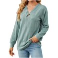thumbnail image 5 of HKEJIAOI Femmes Tunique Chemises Col Rond Solide Mi-Lourds Long Sleeve Top, 5 of 5