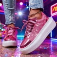 thumbnail image 2 of Womens Fashion Platform Glitter Sneakers High Top Sparkly Lace Flats Running Bling Tennis Shoes for Women, 2 of 7