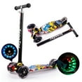 thumbnail image 1 of Adjustable Height Kids Scooter for 3-8 Years Old, Aluminium Alloy Tri-Wheel Design with Safety Turning Protection, 50kg Load Capacity, Front 12cm/4.7in & Rear 8cm/3.1in Wheels - Black & Yellow, 1 of 7