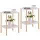 thumbnail image 1 of Juego de mesa auxiliar Apicizon de 2 niveles, madera blanca natural, 40 x 30 x 52 cm, 1 of 8