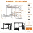 thumbnail image 4 of Miniyam Twin Over Twin Bunk Bed with Storage Stairs, Gaming Desk, LED Light and Power Outlet, Black, 4 of 9