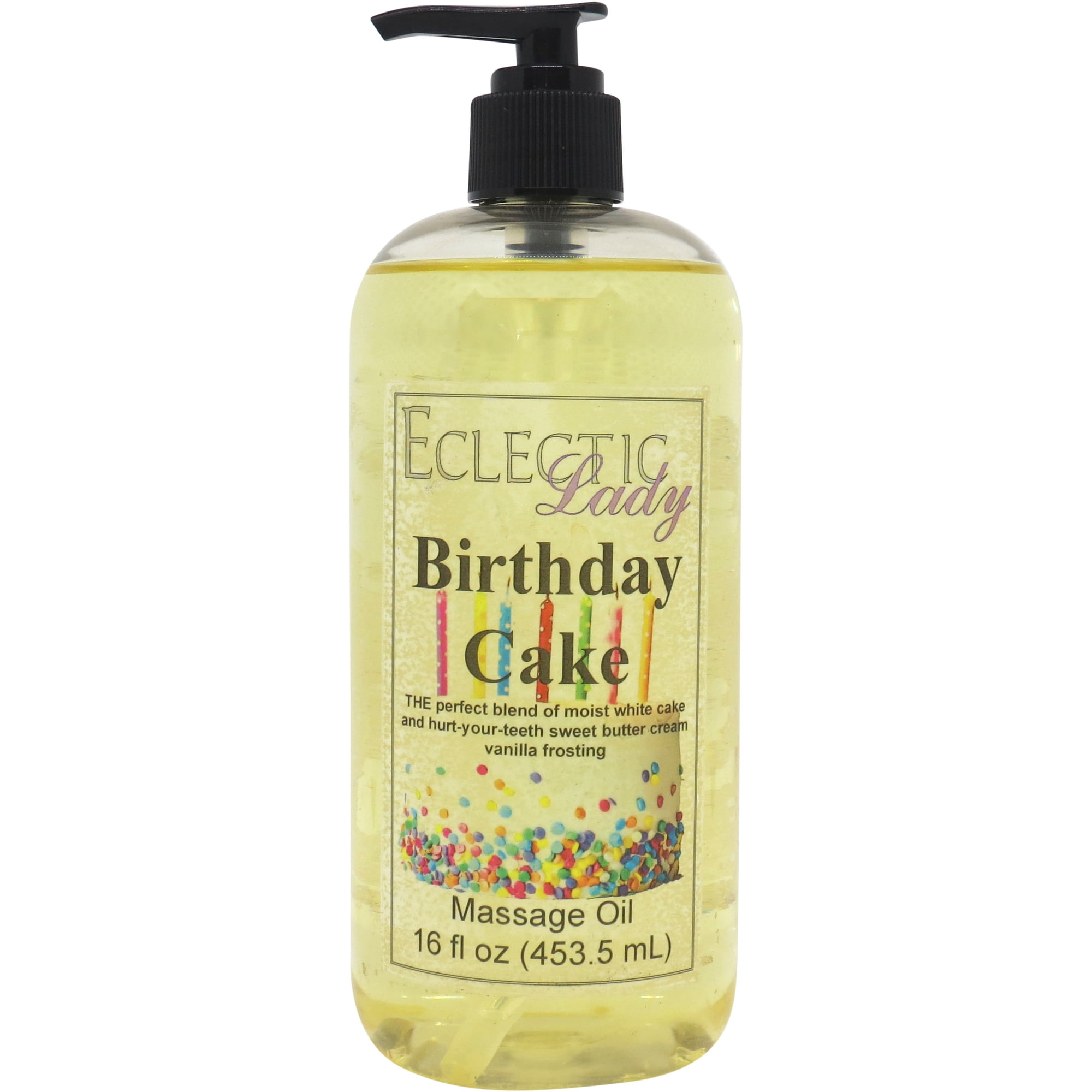 Birthday Cake Massage Oil by Eclectic Lady, 16 oz, Sweet Almond Oil and Jojoba Oil