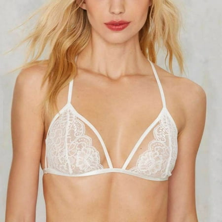 Sexy Women Floral Lace Bra Black White Lingerie Bustier Sheer Bralette Unpadded Comfortable Bra