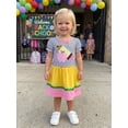 thumbnail image 3 of BemeyourBBs Toddler Baby Back to School Outfit First Day of School Kindergarten Outfit Baby Girls Summer Clothes Puff Short Sleeve Apple Pencil Embroidery Striped T Shirt Tops and Skirt Set, 3 of 9