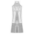 thumbnail image 6 of iiniim Kids Girls Disco Outfit 70s 80s Prom Sparkle Flare Jumpsuit Rave Party Full Bodysuit Silver 14, 6 of 7