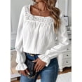 thumbnail image 4 of Women'S Fall Puff Long Sleeve Square Neck Loose Cute Casual Blouse Shirt Top White XL, 4 of 8