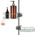 thumbnail image 1 of Paquete de 2 estantes de ducha de acero inoxidable, estante de baño telescópico de acero inoxidable sin perforación, barra de ducha, jabonera, ducha esquí esquí Gafas de esquí, 1 of 5