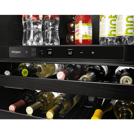 Whirlpool - 14-Bottle Dual Zone Wine Refrigerator - Black Stainless Steel