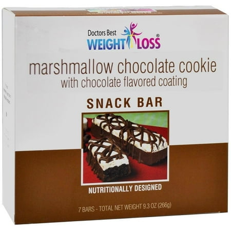 Diet Bar Cookie - DOCTORS BEST WEIGHT LOSS - High Protein Diet Bar |Marshmallow Chocolate Cookie| Low Calorie, Cholesterol Free, Aspartame Free (7/Box)