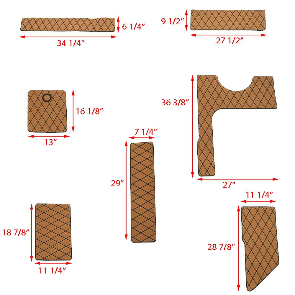 Sea Ray Boat Non Skid Cockpit Mats 2243740 | SLW 230 Mocha (Kit)