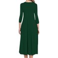thumbnail image 4 of Lilgiuy Women Slim Fit Comfortable Button V-Neck Solid Color Casual Dress Army Green 2022 Fall Winter, 4 of 5