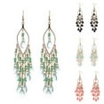 thumbnail image 2 of Opolski Bohemian Women Beads Rhinestone Tassel Dangle Hook Earrings Party Jewelry Gift, 2 of 7