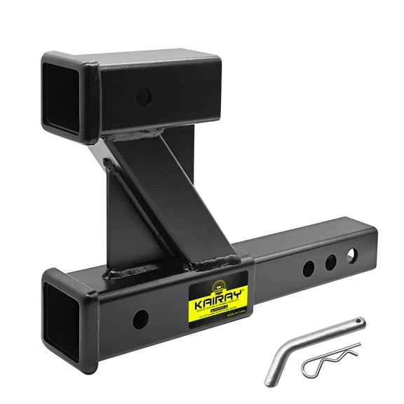 Double Hitch Receiver, 2 inch Trailer Dual Hitch Extension Riser, Hitch Adapter Fits for 2 inch Receiver Extender to 10 inch Max Length, 8 Inch Riser/Drop