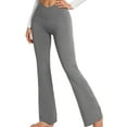 thumbnail image 2 of ValueVibe Womens Flare Yoga Pants Cross Waisted Bootcut Tummy Control Workout Pants with Pockets, Gray XL, 2 of 7