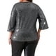 thumbnail image 3 of Agnes Orinda Blusas de Talla Grande para Mujeres con Lentejuelas Brillantes de Manga 3/4 y Cuello Redondo, Blusa de Fiesta con Brillo 2025 1X Negra, 3 of 6