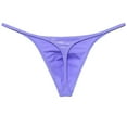 thumbnail image 2 of Botmois Men Gloss G-string Thong Underwear Elastic Sex Swim Tangas Classics Pouch T-back Purple Gray M, 2 of 3