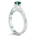 thumbnail image 2 of SZUL Women's Solitaire Oval 5X3MM Emerald Gemstone Twist Ring in 10K White Gold, 2 of 4