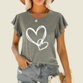 thumbnail image 2 of Timegard Top for Women Ruffle Short Sleeve Round Neck Valentine's Day Print Comfy Tee Shirts Summer Fashion, 2 of 3