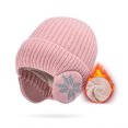 thumbnail image 2 of Xfvqtps Womens Skull Cap with Ear Flap Knitted Fleece Lined Solid Color Simplicity Stretch Windproof Coldproof Warm Thickened Ski Fall Winter Soft Beanie Pink, 2 of 6