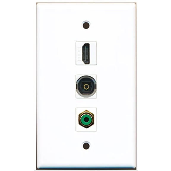 RiteAV - 1 Port HDMI and 1 Port RCA Green and 1 Port Toslink Wall Plate